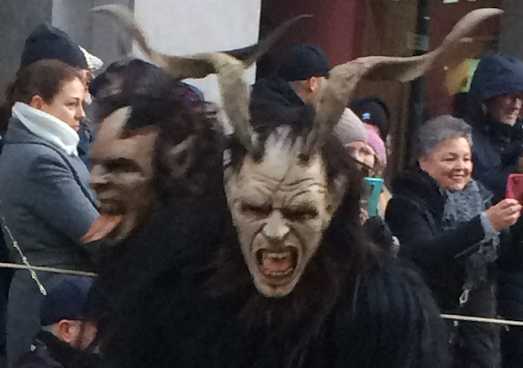 Krampus run in Munich Christmas Market December 2022