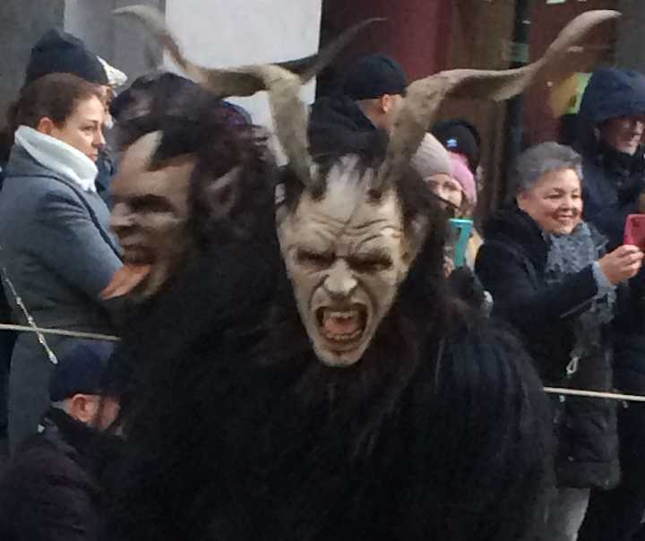 Krampus run in Munich Christmas Market December 2022